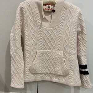 Birdwell Cream V-Neck Cable Knit Sweater